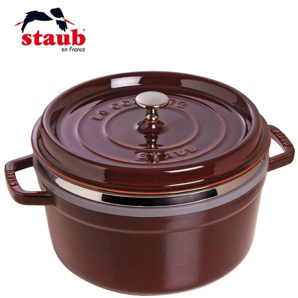 Cocotte en fonte + Panier vapeur 5,2L/26 cm grenadine - Staub