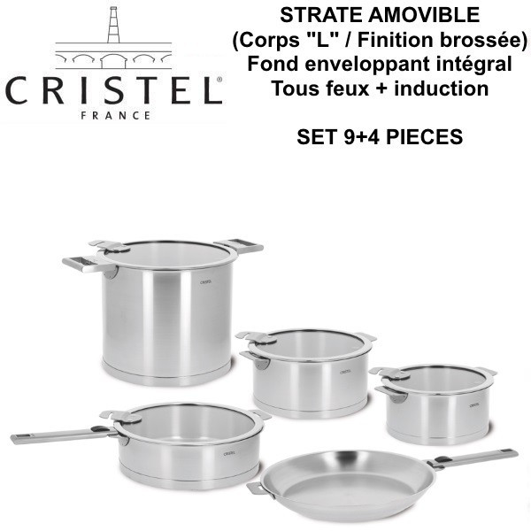 Strate. Batterie de cuisine, set de 9 + 4 pièces (amovible) - Cr