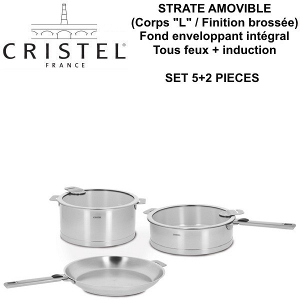 Strate. Batterie de cuisine, set de 5 + 2 pièces (amovible) - Cr