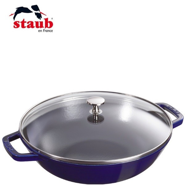 Wok de 30 cm, 4,4L en fonte, Bleu intense - Staub