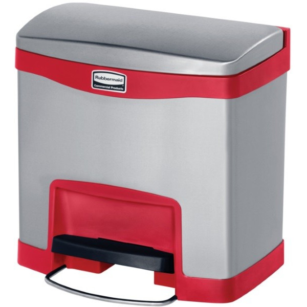 Slim Jim Step On. Poubelle inox de 15L, rouge - rubbermaid