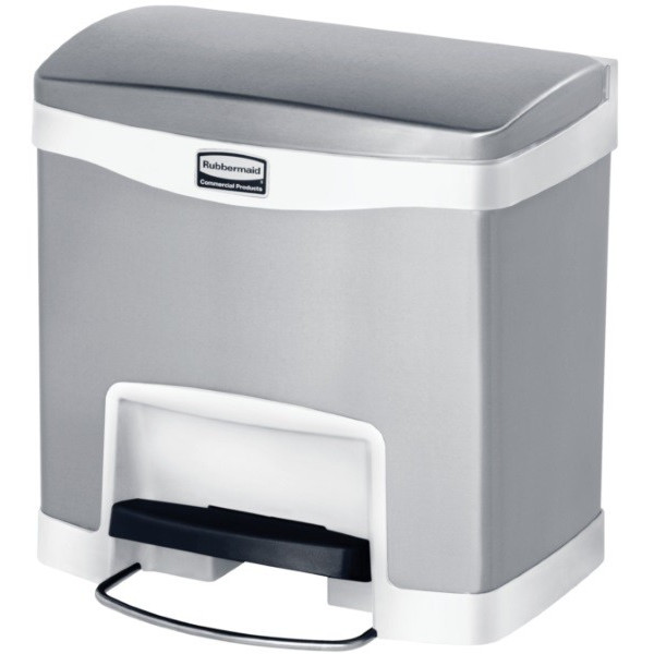 Slim Jim Step On. Poubelle inox de 15L, blanc - rubbermaid