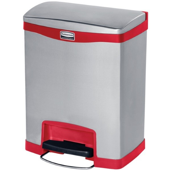 Slim Jim Step On. Poubelle inox de 30L, rouge - rubbermaid