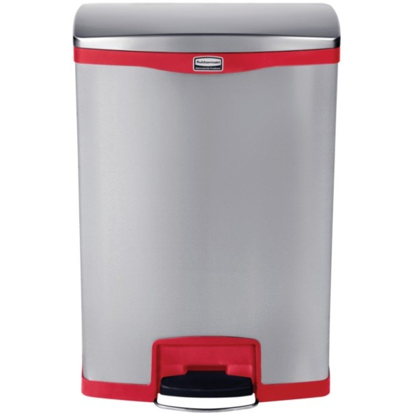 Slim Jim Step On. Poubelle inox de 90L, rouge - rubbermaid