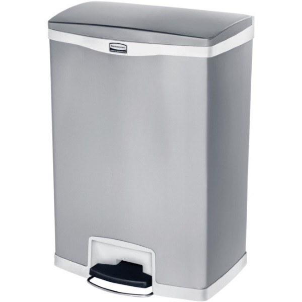 Slim Jim Step On. Poubelle inox de 90L, blanc - rubbermaid
