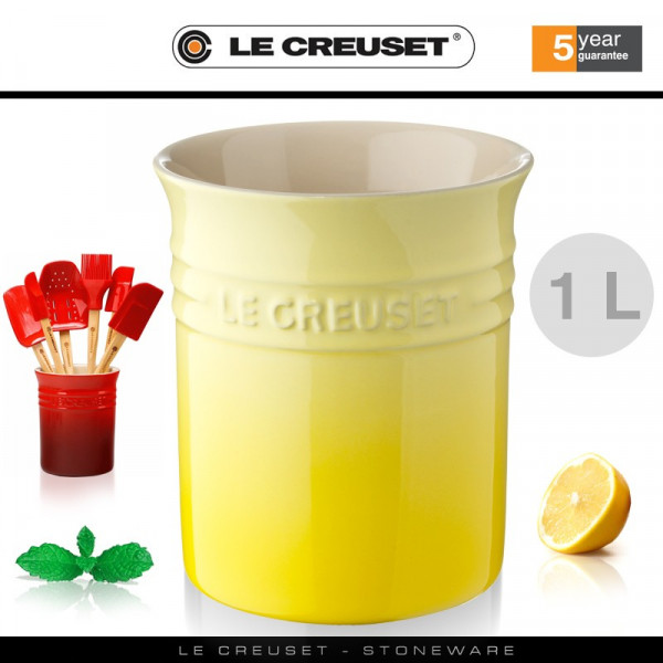 Pot à ustensiles Ht.15 cm, Ø11 cm, 1,1L, jaune - Le Creuset