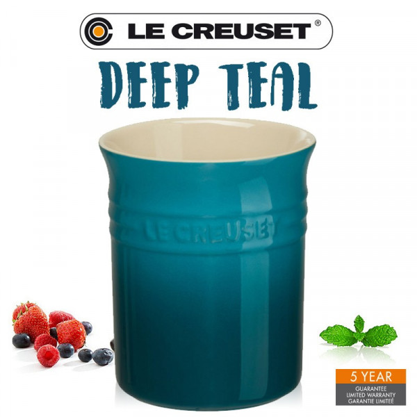 Pot à ustensiles Ht.15 cm, Ø11 cm, 1,1L, Deep Teal - Le Creuset