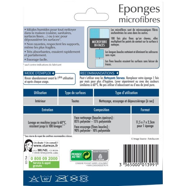 Eponges microfibres (Par 2) - Starwax | Art. 3365000013991 - vue 2