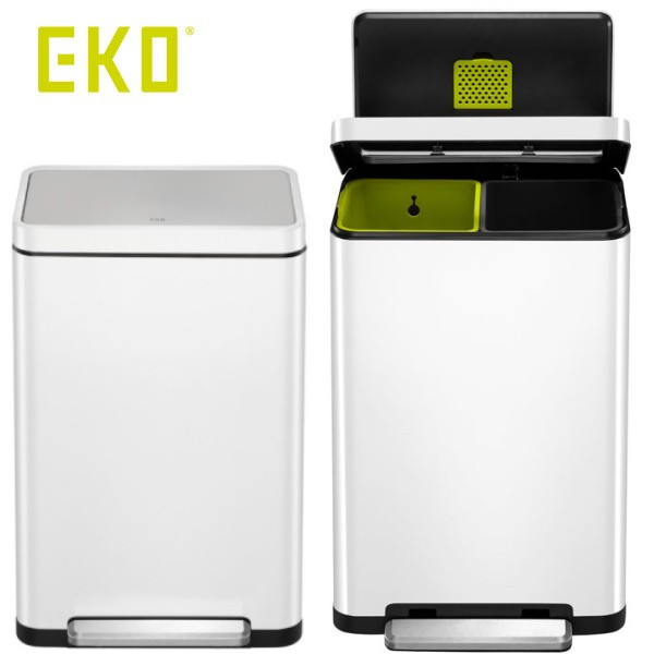 X-Cube. Poubelle à pédale tri sélectif 20+20L Blanc EKO