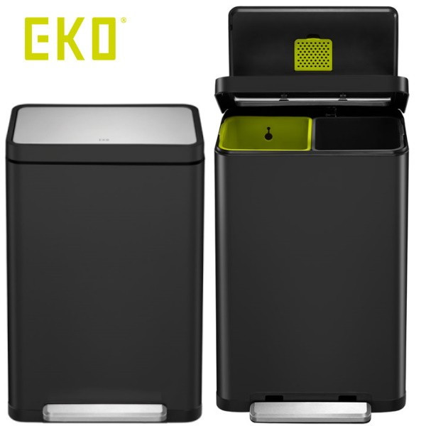 X-Cube. Poubelle à pédale tri sélectif 20+20L Noir EKO