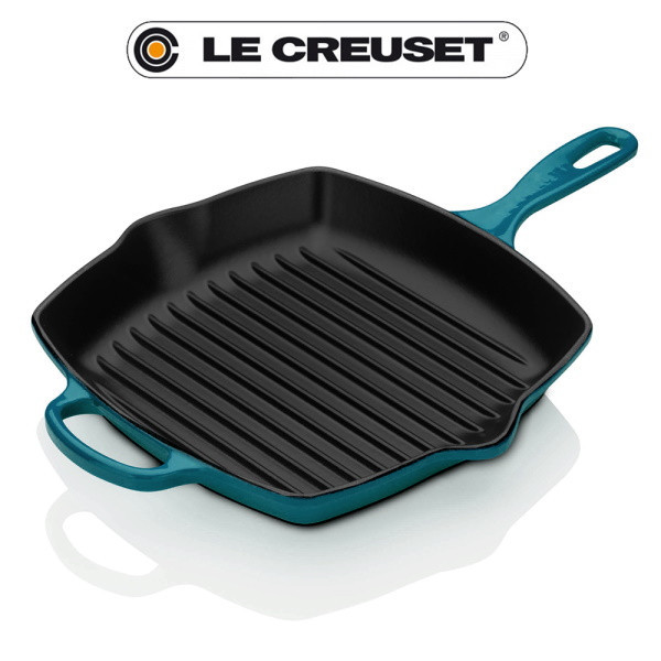 Evolution. Skillet Gril Carré 26 cm Bleu Deep Teal - Le Creuset