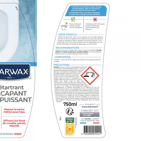 Détartrant surpuissant gel WC - Starwax