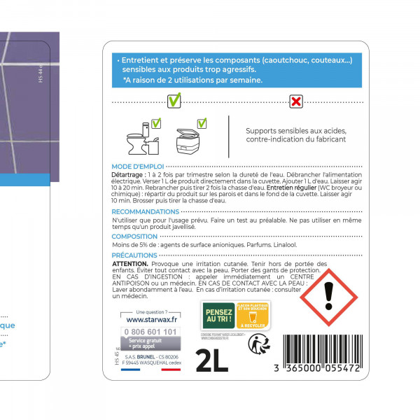 Détartrant WC broyeur 2L - Starwax