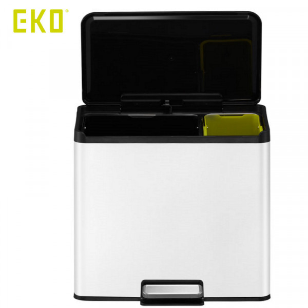 Poubelle à pédale tri sélectif Essential 20+9 L, EKO blanc  (Vue 1)