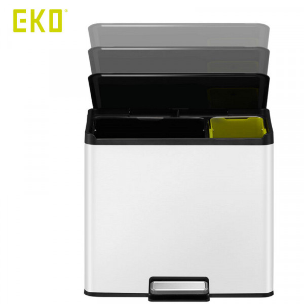 Poubelle à pédale tri sélectif Essential 20+9 L, EKO blanc  (Vue 2)