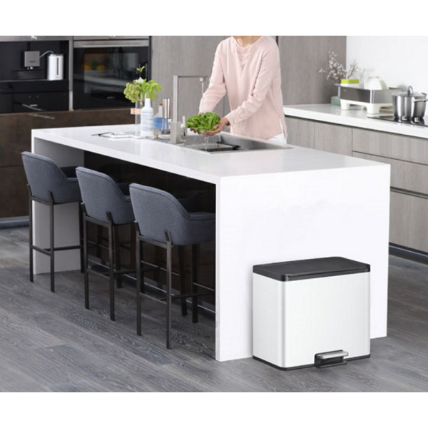 Poubelle à pédale tri sélectif Essential 20+9 L, EKO blanc  (Vue 6)