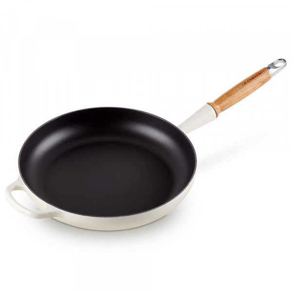 Poêle à frire fonte avec manche bois Meringue - Le Creuset (Vue 2)