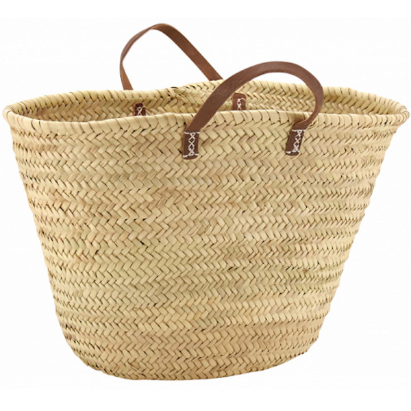 Couffin Palmier Naturel + Poignées Cuir 65 cm - Aubry Gaspard