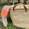 Couffin Palmier Naturel + Poignées Cuir 65 cm - Aubry Gaspard