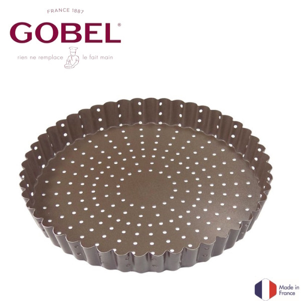 Gobel. Tourtière cannelée perforée - antiadhérente - fond fixe - h25 mm - Tellier | Vue 1