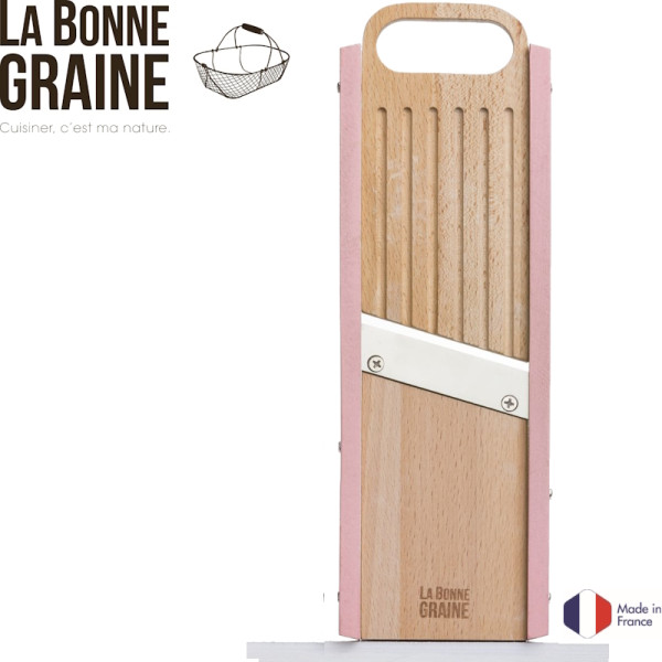 La Bonne Graine. Mandoline bois traditionnelle FSC - 75 mm - 1 à 10 mm - rose - Bron Coucke | Art.  LBGM03