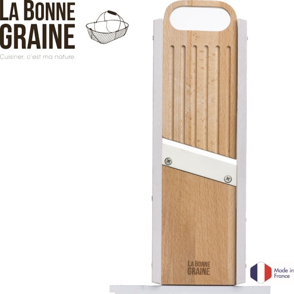 La Bonne Graine. Mandoline bois traditionnelle FSC - 75 mm - 1 à 10 mm - blanc - Bron Coucke | Art.  LBGM02