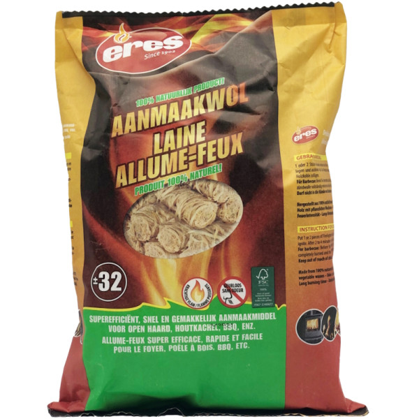 Allume feu. Laine de bois Sachet de 32 - Eres | Art. 5410458116829