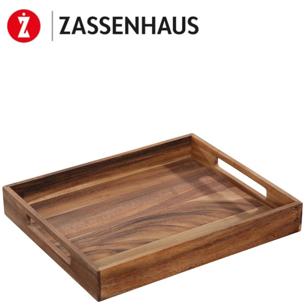 Plateau rectangulaire en bois naturel de 44×36×6 cm - Zassenhauss