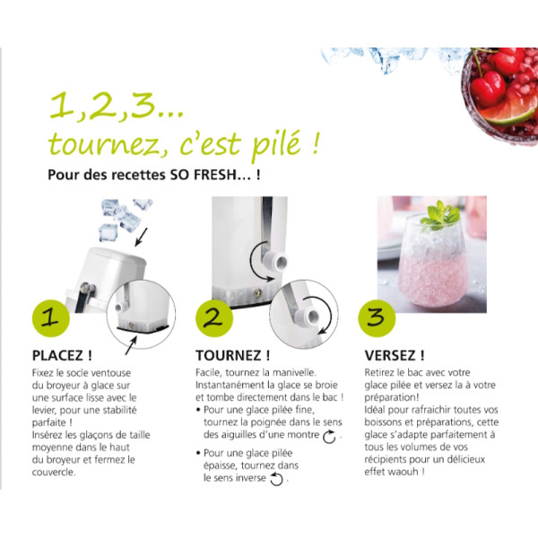 Ice-Crush. Broyeur à glace manuel - blanc - Notice d'instruction - Tellier | Art. 3325980005010