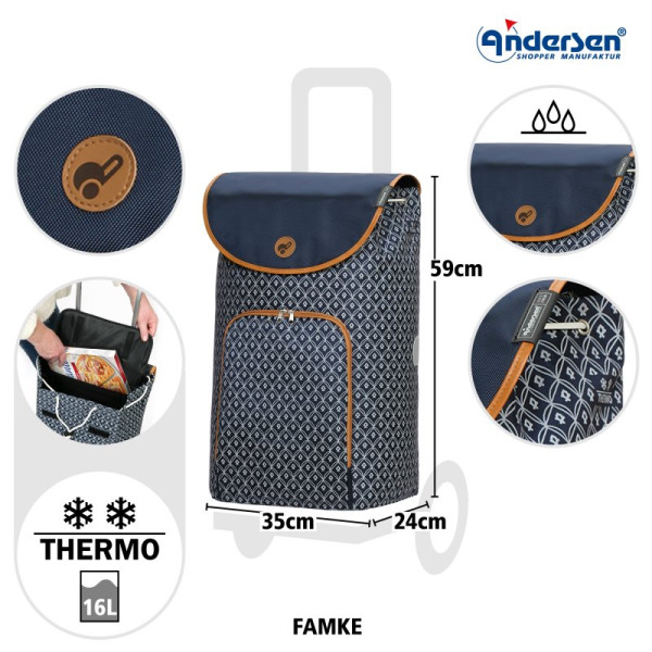 Unus Shopper Famke. Chariot 2 roues 47L bleu - Andersen Shopper | Art. 140-174-90  - Vue 2