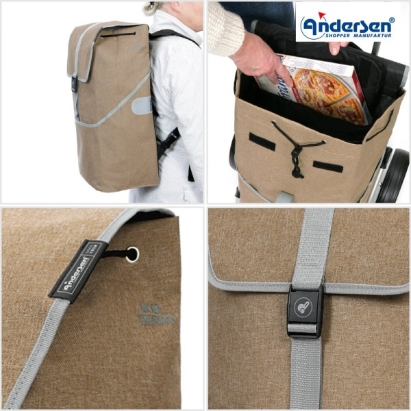 Mikkel. Sac à dos pour chariot 36L + Poche isotherme 16L Beige - Andersen Shopper | Art. 2-210-40 - Vue 3