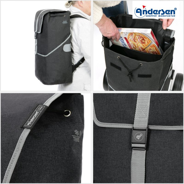 Mikkel. Sac à dos pour chariot 36L + Poche isotherme 16L Noir - Andersen Shopper | Art. 2-210-80 - Vue 3
