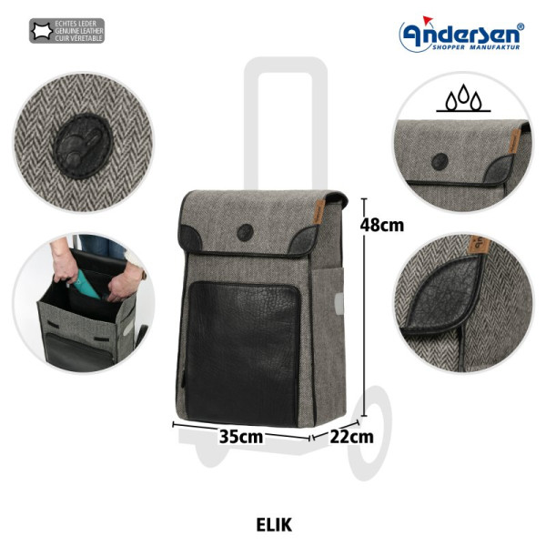 Elik. Sac pour chariot 38L Gris - Andersen Shopper | Art. 2-228-80 - Vue 2