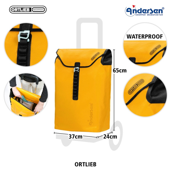 Tura Shopper Ortlieb. Sac pour Chariot XXL 49L Jaune étanche - Andersen Shopper |Art. 2-082-14 - Vue 2