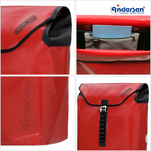 Tura Shopper Ortlieb. Sac pour Chariot XXL 49L rouge étanche - Andersen Shopper |Art. 2-082-74 - Vue 3