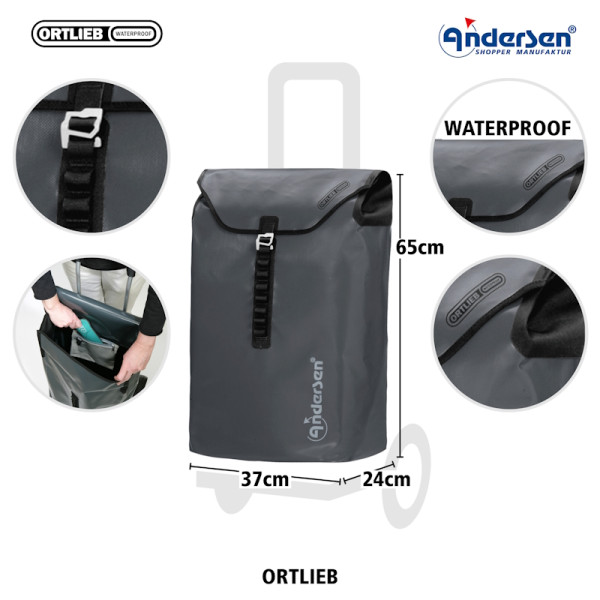 Tura Shopper Ortlieb. Sac pour Chariot XXL 49L anthracite étanche - Andersen Shopper |Art. 2-082-84 - Vue 2