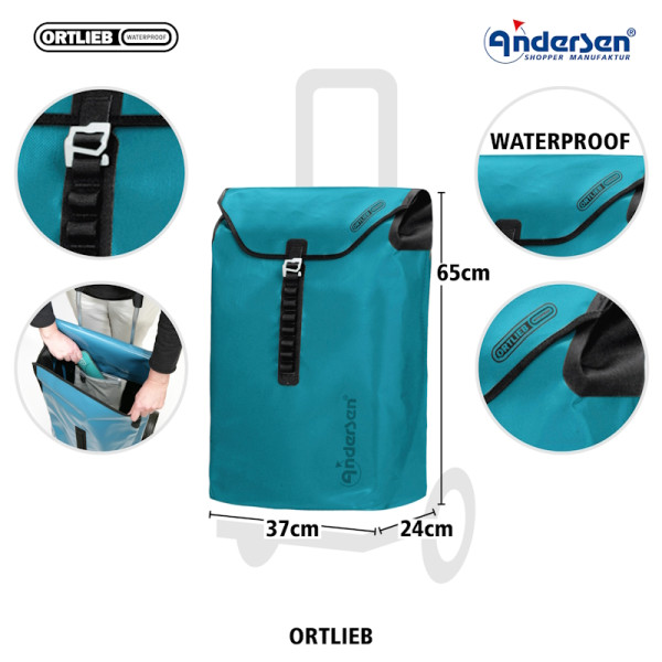 Tura Shopper Ortlieb. Sac pour Chariot XXL 49L bleu pétrol étanche - Andersen Shopper |Art. 2-082-94 - Vue 2