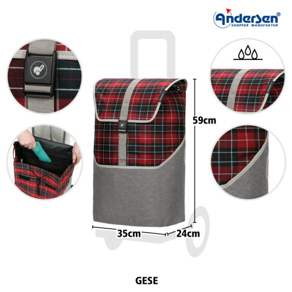 Scala Shopper Gese. Sac pour chariot 46L Rouge-70 - Andersen Shopper | Art. 2-216-70 - Vue 2