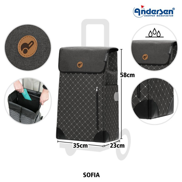 Treppensteiger Scala Shopper Sofia. Sac pour chariot 43L Anthracite - Andersen Shopper | Art. 2-202-80 - Vue 2