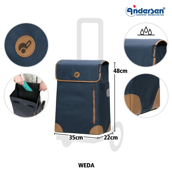 Scala Shopper Plus Weda. Sac pour chariot 36L Bleu - Andersen Shopper | Art. 2-201-90 - Vue 2