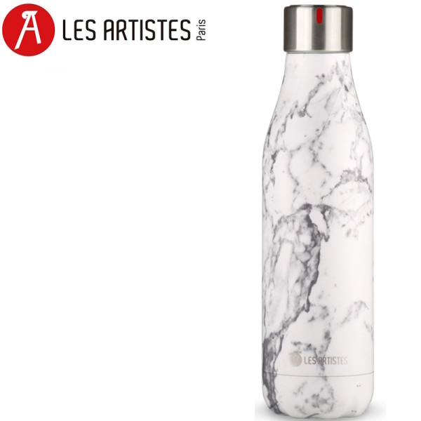 Bottle up. Bouteille isotherme 500 mL Marbré Blanc & Noir - Les Artistes Paris | Art. A-8138