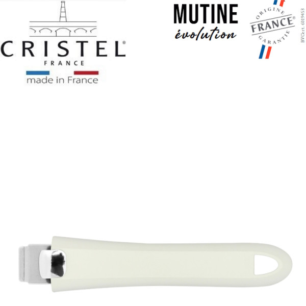 Mutine Evolution. Set de 3 casseroles de 16, 18 et 20 cm + poignée Mutine amovible Blanche - Cristel | Art. 3358570070051