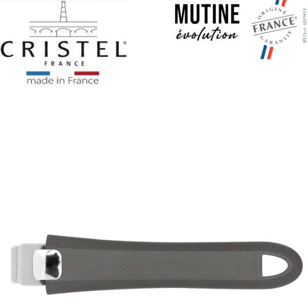 Mutine Evolution. Set de 3 casseroles de 16, 18 et 20 cm + poignée Mutine amovible Grise - Cristel | Art. 3358570070020