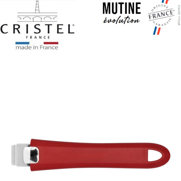 Mutine Evolution. Set de 3 casseroles de 16, 18 et 20 cm + poignée Mutine amovible Rouge Cristel | Art. 3358570070013