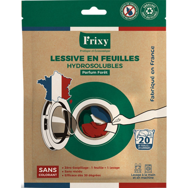 Lessive en Feuilles Hydrosolubles - Étui x20 Feuilles - Frixy | Art. 3760348970171 - vue 1