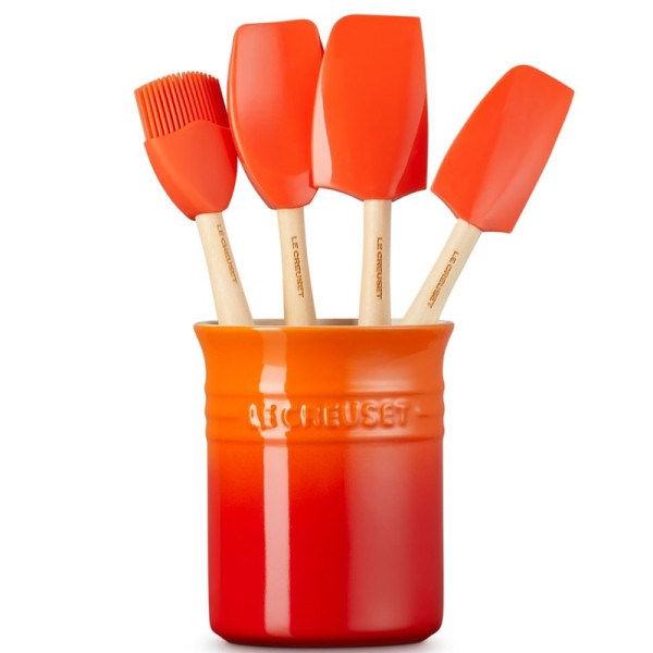 Pot à ustensiles avec 4 spatules Création Orange volcanique - Le Creuset | Art. 0843251181810 - vue 1