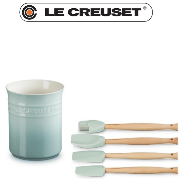 Pot à ustensiles avec 4 spatules Création Sea Salt - Le Creuset | Art. 0843251181889 - vue 3