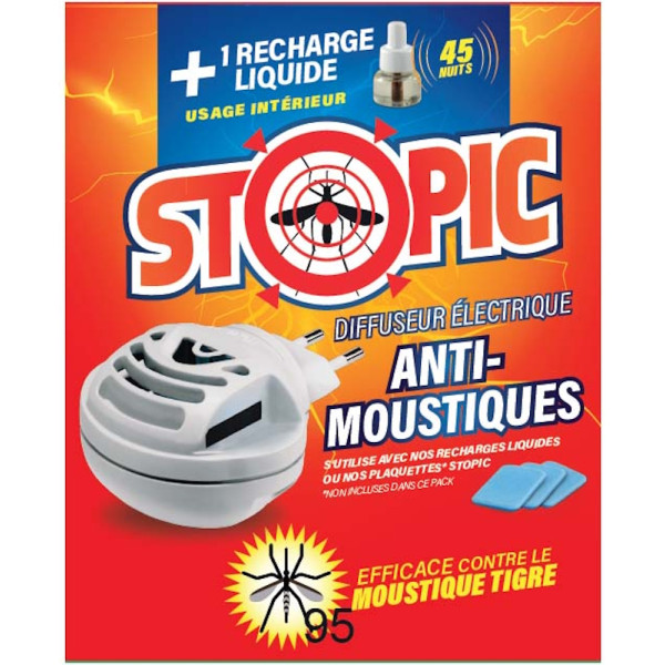 Diffuseur Électrique Anti-Moustiques + 1 Recharge Liquide - Stopic | Art. 3065873441173