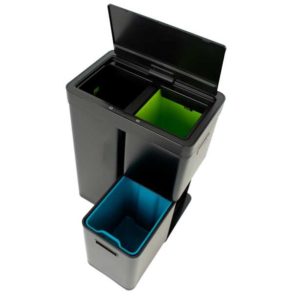 Mirage Plus. Poubelle à capteur tri sélectif 30L+15L+15L NOIR - EKO | Art. 8713631197712 - vue 2