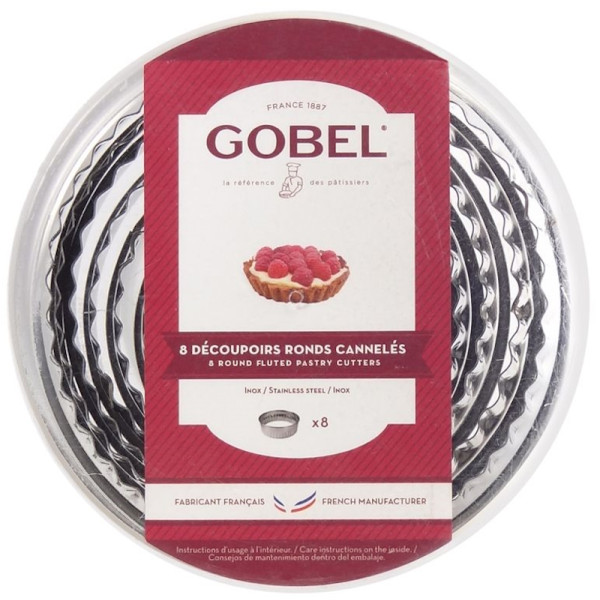 Jeu de 8 découpoirs rond unis inox - bords roulés cannelés  - Gobel | Art. 3075308800017 - vue 1
